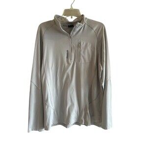 Reebok Mens Pullover Athletic Top Gray Half Zip Zip Chest Pocket Size L